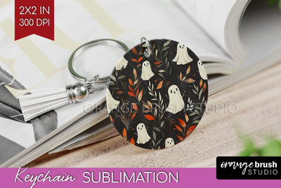 Cute Ghost Keychain PNG - Halloween Keychain Sublimation Sublimation OrangeBrushStudio 