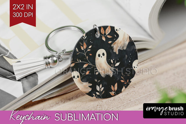 Cute Ghost Keychain PNG - Halloween Keychain Sublimation Sublimation OrangeBrushStudio 