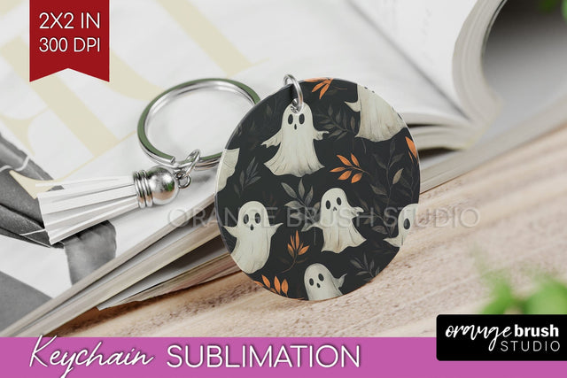Cute Ghost Keychain PNG - Halloween Keychain Sublimation Sublimation OrangeBrushStudio 
