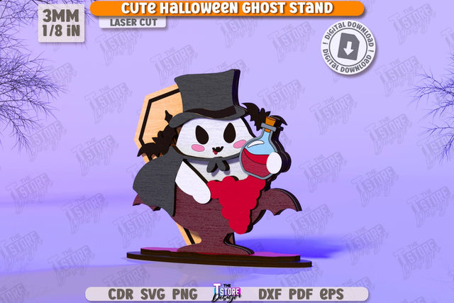 Cute Ghost Laser Cut | Halloween Characters | Holiday Decorations | Good Ghost | Halloween Decorations | CNC File SVG The T Store Design 