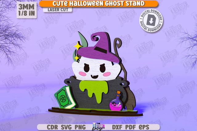 Cute Ghost Laser Cut | Halloween Characters | Holiday Decorations | Good Ghost | Halloween Decorations | CNC File SVG The T Store Design 