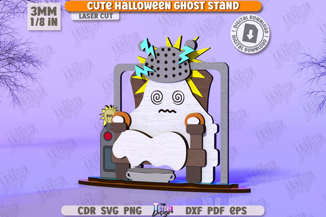 Cute Ghost Laser Cut | Halloween Characters | Holiday Decorations | Good Ghost | Halloween Decorations | CNC File SVG The T Store Design 