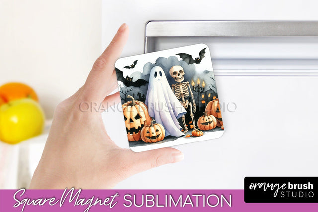 Cute Ghost Magnet Sublimation - Halloween Magnet Designs Sublimation OrangeBrushStudio 