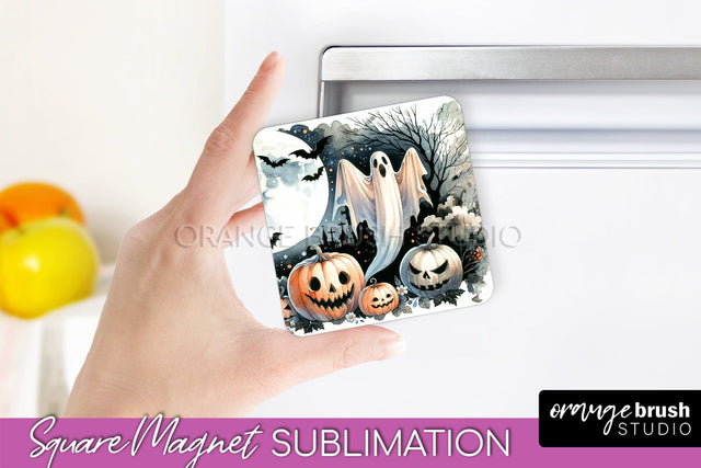 Cute Ghost Magnet Sublimation - Halloween Magnet Designs Sublimation OrangeBrushStudio 
