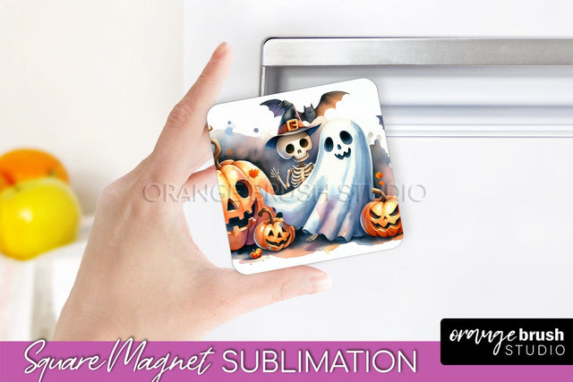 Cute Ghost Magnet Sublimation - Halloween Magnet Designs Sublimation OrangeBrushStudio 