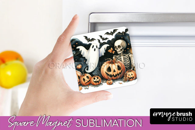 Cute Ghost Magnet Sublimation - Halloween Magnet Designs Sublimation OrangeBrushStudio 