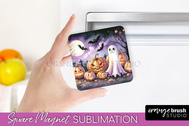 Cute Ghost Magnet Sublimation - Halloween Magnet Designs Sublimation OrangeBrushStudio 