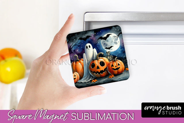 Cute Ghost Magnet Sublimation - Halloween Magnet Designs Sublimation OrangeBrushStudio 
