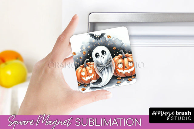 Cute Ghost Magnet Sublimation - Halloween Magnet Designs Sublimation OrangeBrushStudio 