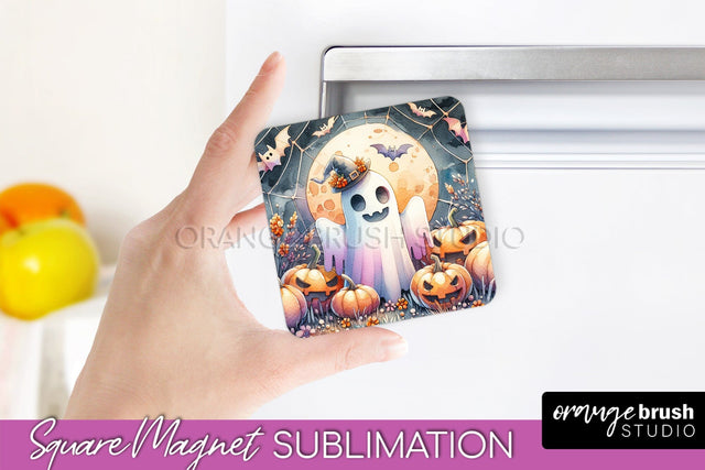 Cute Ghost Magnet Sublimation - Halloween Magnet Designs Sublimation OrangeBrushStudio 