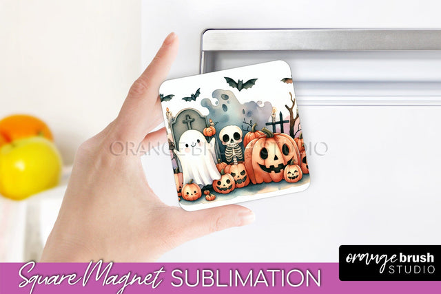 Cute Ghost Magnet Sublimation - Halloween Magnet Designs Sublimation OrangeBrushStudio 