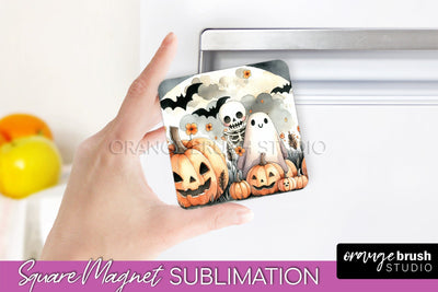 Cute Ghost Magnet Sublimation - Halloween Magnet Designs Sublimation OrangeBrushStudio 