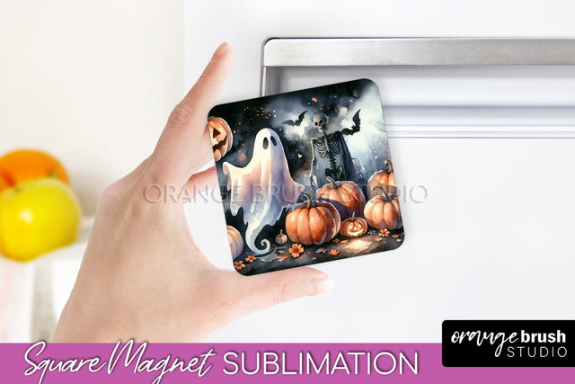Cute Ghost Magnet Sublimation - Halloween Magnet Designs Sublimation OrangeBrushStudio 