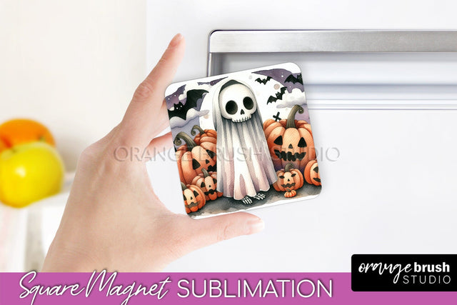 Cute Ghost Magnet Sublimation - Halloween Magnet Designs Sublimation OrangeBrushStudio 