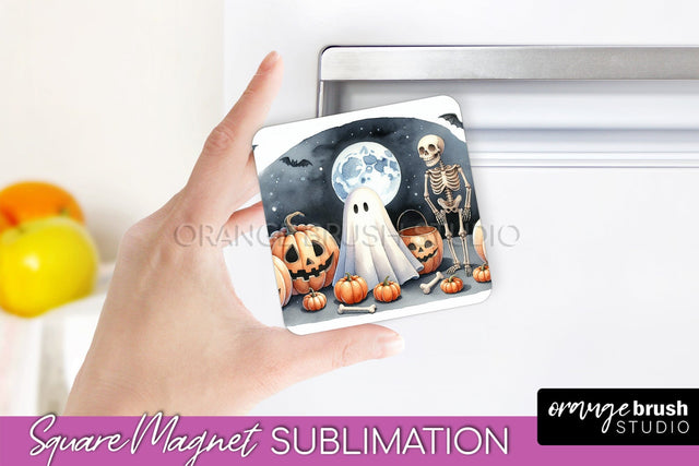 Cute Ghost Magnet Sublimation - Halloween Magnet Designs Sublimation OrangeBrushStudio 
