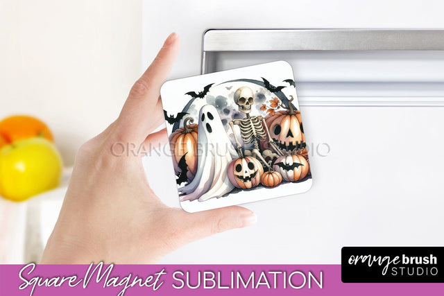 Cute Ghost Magnet Sublimation - Halloween Magnet Designs Sublimation OrangeBrushStudio 