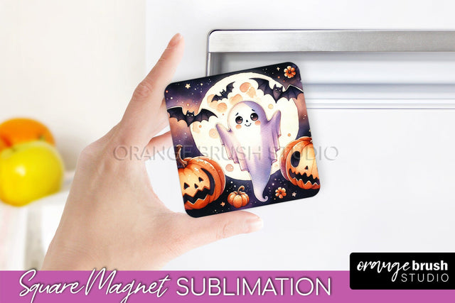 Cute Ghost Magnet Sublimation - Halloween Magnet Designs Sublimation OrangeBrushStudio 