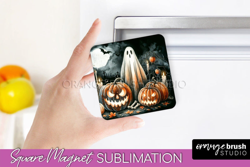 Cute Ghost Magnet Sublimation - Halloween Magnet Designs Sublimation OrangeBrushStudio 