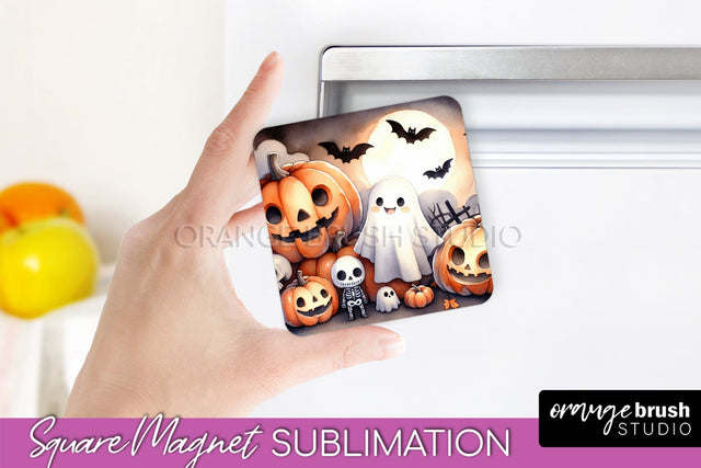 Cute Ghost Magnet Sublimation - Halloween Magnet Designs Sublimation OrangeBrushStudio 