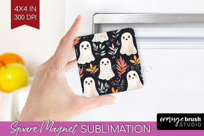 Cute Ghost Magnet Sublimation - Halloween Magnet PNG Sublimation OrangeBrushStudio 