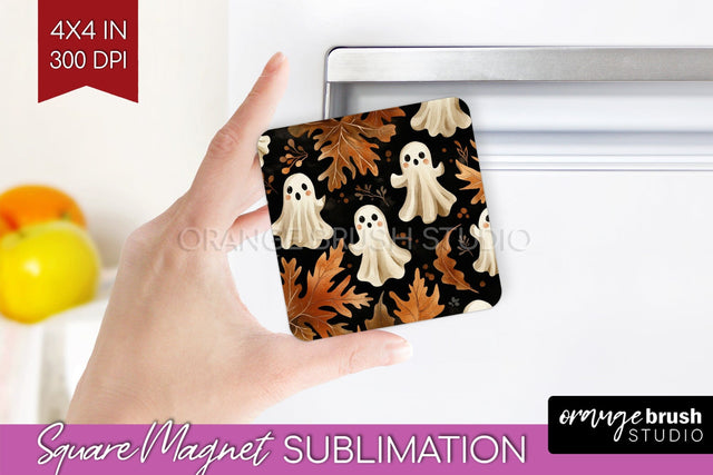 Cute Ghost Magnet Sublimation - Halloween Magnet PNG Sublimation OrangeBrushStudio 