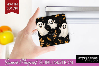 Cute Ghost Magnet Sublimation - Halloween Magnet PNG Sublimation OrangeBrushStudio 