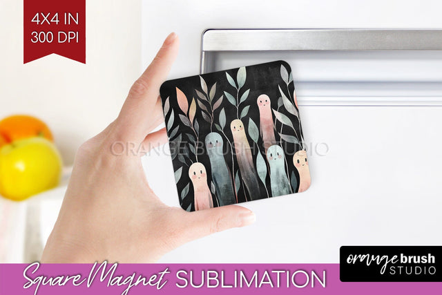 Cute Ghost Magnet Sublimation - Halloween Magnet PNG Sublimation OrangeBrushStudio 