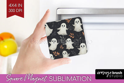 Cute Ghost Magnet Sublimation - Halloween Magnet PNG Sublimation OrangeBrushStudio 
