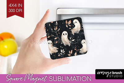 Cute Ghost Magnet Sublimation - Halloween Magnet PNG Sublimation OrangeBrushStudio 