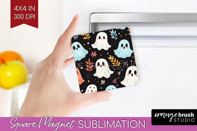 Cute Ghost Magnet Sublimation - Halloween Magnet PNG Sublimation OrangeBrushStudio 