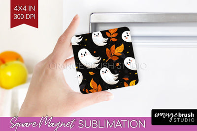 Cute Ghost Magnet Sublimation - Halloween Magnet PNG Sublimation OrangeBrushStudio 