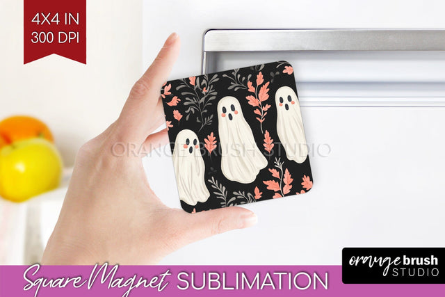 Cute Ghost Magnet Sublimation - Halloween Magnet PNG Sublimation OrangeBrushStudio 