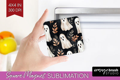 Cute Ghost Magnet Sublimation - Halloween Magnet PNG Sublimation OrangeBrushStudio 