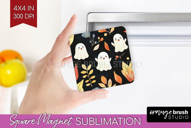 Cute Ghost Magnet Sublimation - Halloween Magnet PNG Sublimation OrangeBrushStudio 