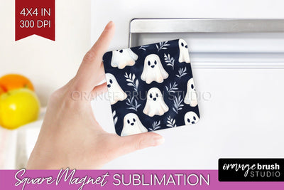 Cute Ghost Magnet Sublimation - Halloween Magnet PNG Sublimation OrangeBrushStudio 