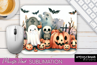 Cute Ghost Mouse Pad, Halloween Mousepad Sublimation Designs Sublimation OrangeBrushStudio 