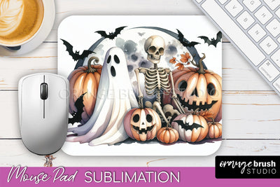 Cute Ghost Mouse Pad, Halloween Mousepad Sublimation Designs Sublimation OrangeBrushStudio 