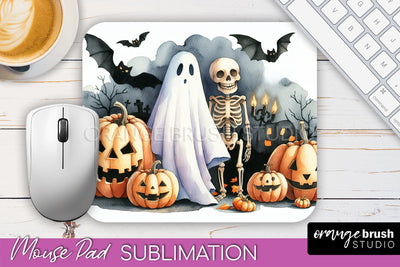 Cute Ghost Mouse Pad, Halloween Mousepad Sublimation Designs Sublimation OrangeBrushStudio 