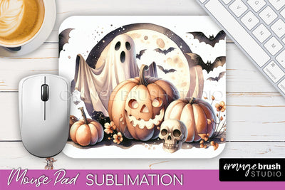 Cute Ghost Mouse Pad, Halloween Mousepad Sublimation Designs Sublimation OrangeBrushStudio 