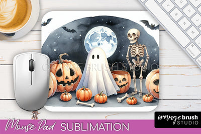 Cute Ghost Mouse Pad, Halloween Mousepad Sublimation Designs Sublimation OrangeBrushStudio 