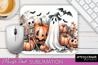 Cute Ghost Mouse Pad, Halloween Mousepad Sublimation Designs Sublimation OrangeBrushStudio 