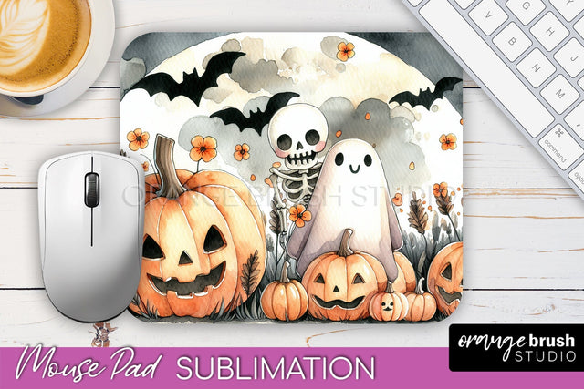 Cute Ghost Mouse Pad, Halloween Mousepad Sublimation Designs Sublimation OrangeBrushStudio 