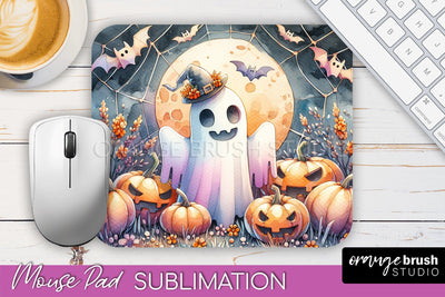 Cute Ghost Mouse Pad, Halloween Mousepad Sublimation Designs Sublimation OrangeBrushStudio 