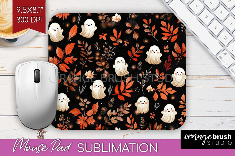 Cute Ghost Mouse Pad Sublimation - Halloween Mouse Pad PNG Sublimation OrangeBrushStudio 