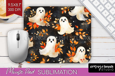 Cute Ghost Mouse Pad Sublimation - Halloween Mouse Pad PNG Sublimation OrangeBrushStudio 