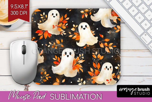 Cute Ghost Mouse Pad Sublimation - Halloween Mouse Pad PNG Sublimation OrangeBrushStudio 
