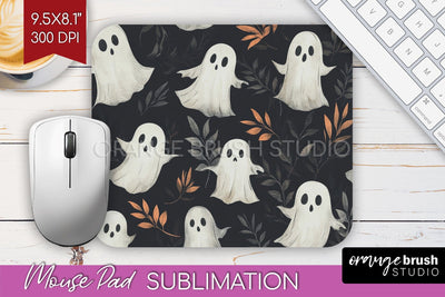 Cute Ghost Mouse Pad Sublimation - Halloween Mouse Pad PNG Sublimation OrangeBrushStudio 