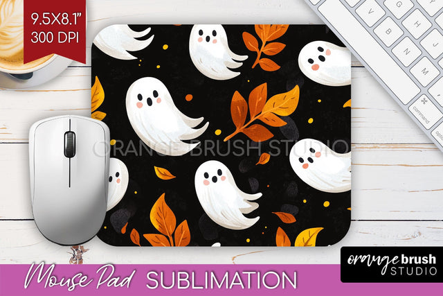 Cute Ghost Mouse Pad Sublimation - Halloween Mouse Pad PNG Sublimation OrangeBrushStudio 