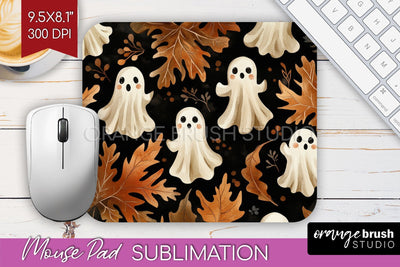 Cute Ghost Mouse Pad Sublimation - Halloween Mouse Pad PNG Sublimation OrangeBrushStudio 