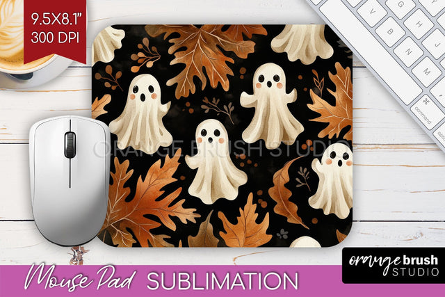 Cute Ghost Mouse Pad Sublimation - Halloween Mouse Pad PNG Sublimation OrangeBrushStudio 